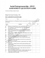 Social Entrepreneurship - SELF - Assessment Questionaire